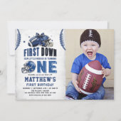 1年目のダウンサッカーの最初の誕生日写真 招待状 (正面)