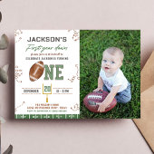 1年目のダウンサッカーの最初の誕生日写真 招待状