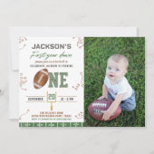 1年目のダウンサッカーの最初の誕生日写真 招待状 (正面)