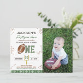 1年目のダウンサッカーの最初の誕生日写真 招待状 (スタンド正面)