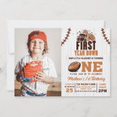 1年目のダウンサッカーの最初の誕生日 招待状 (正面)