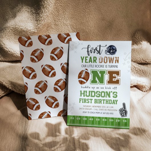 1年目のダウンサッカーの最初の誕生日 招待状