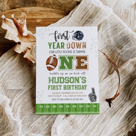 1年目のダウンサッカーの最初の誕生日 招待状