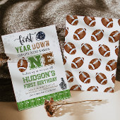 1年目のダウンサッカーの最初の誕生日 招待状