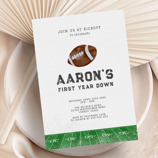 1年目のダウンサッカーの最初の誕生日 招待状