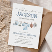 1年目のダウンサッカーの最初の誕生日 招待状