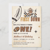 1年目のダウンサッカーの最初の誕生日 招待状 (正面)