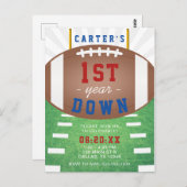 1年目のダウンサッカーテーマ1st誕生日 ポストカード (正面/裏面)