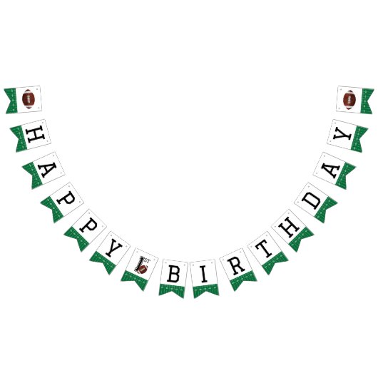 1年目のダウンサッカーハッピーバースデーバナー バンティングフラッグ (全)