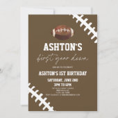 1年目のダウンサッカーブラウン1歳の誕生日パーティー 招待状 (正面)