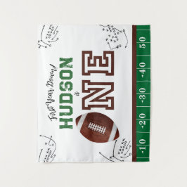 1年目のダウンサッカー誕生日背景 タペストリー