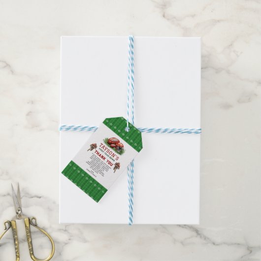 1年目のダウンサッカー1回目の誕生日パーティー ギフトタグ (より糸付き)