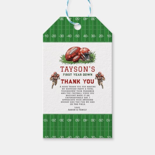 1年目のダウンサッカー1回目の誕生日パーティー ギフトタグ (正面)