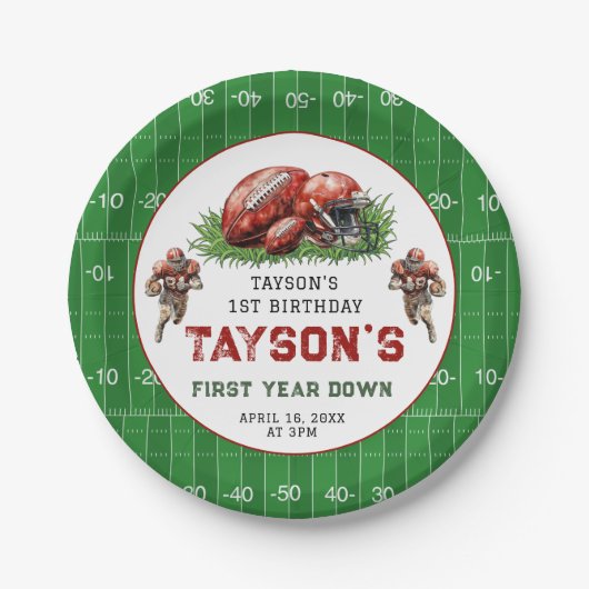 1年目のダウンサッカー1回目の誕生日パーティー ペーパープレート (正面)