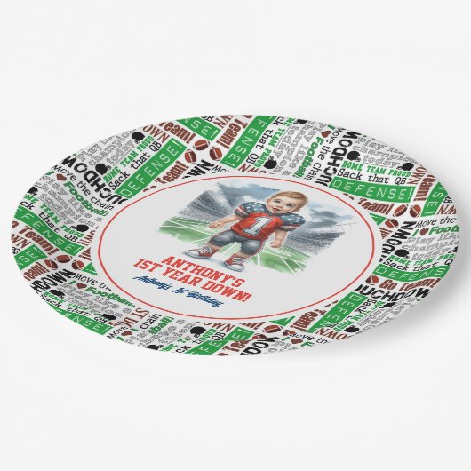 1年目のダウンサッカー1回目の誕生日パーティー ペーパープレート (アングル)