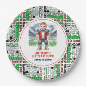 1年目のダウンサッカー1回目の誕生日パーティー ペーパープレート (正面)