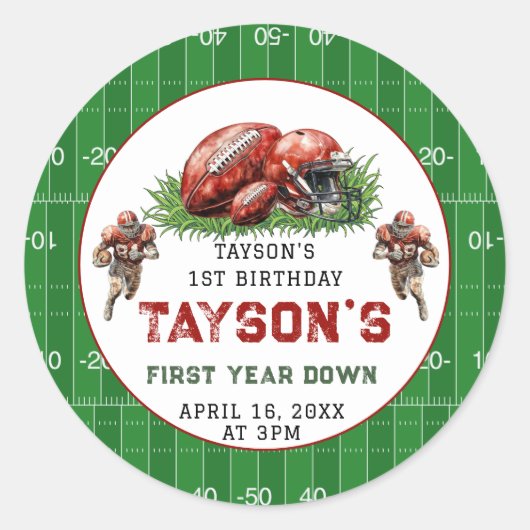 1年目のダウンサッカー1回目の誕生日パーティー ラウンドシール (正面)