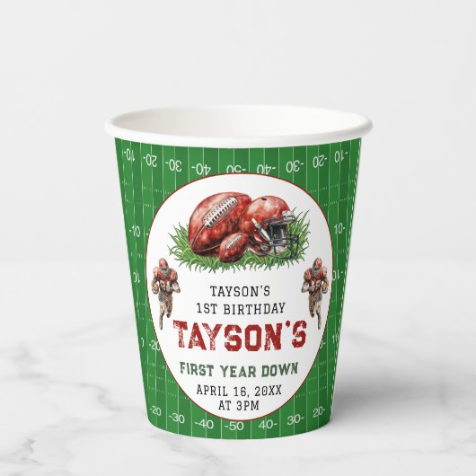 1年目のダウンサッカー1回目の誕生日パーティー 紙コップ (裏面)