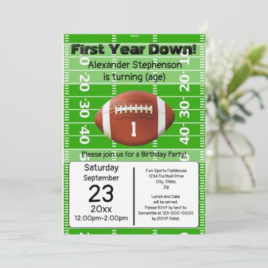 1年目のダウンサッカー1番目の誕生日パーティーインビタ 招待状 (スタンド正面)