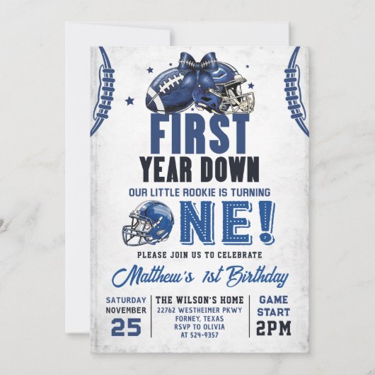 1年目のダウンサッカー1番目の誕生日招待状 招待状 (正面)