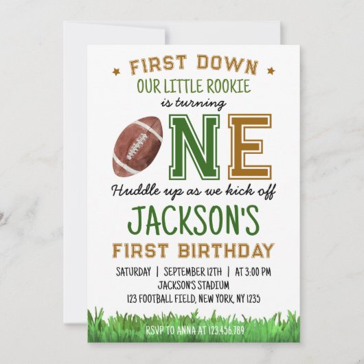 1年目のダウンサッカー1番目の誕生日招待状 招待状 (正面)