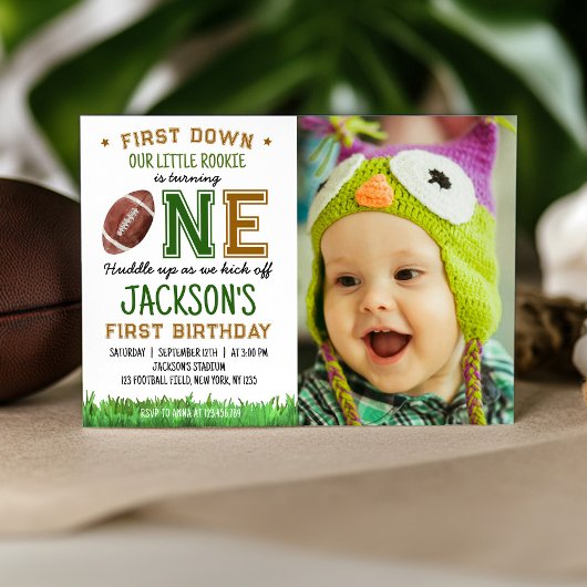 1年目のダウンサッカー1番目の誕生日招待状 招待状