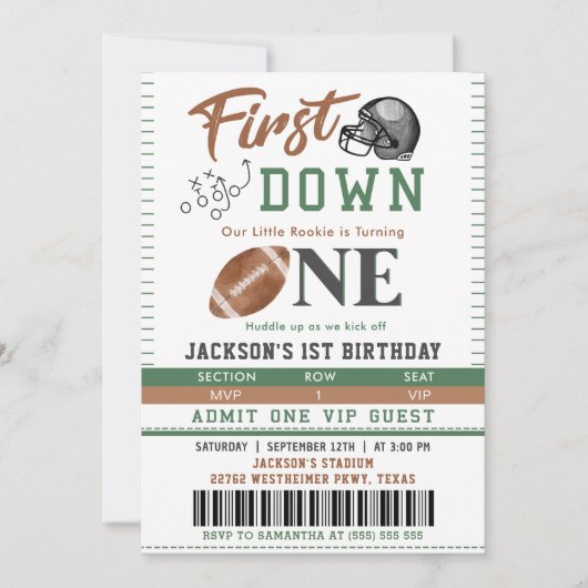 1年目のダウンサッカー1番目の誕生日招待状 招待状 (正面)