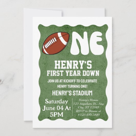 1年目のダウンサッカー1st誕生日パーティー波形 招待状 (正面)