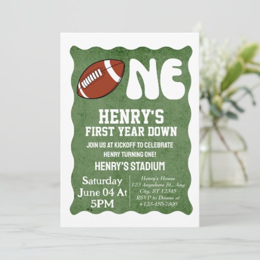 1年目のダウンサッカー1st誕生日パーティー波形 招待状 (スタンド正面)