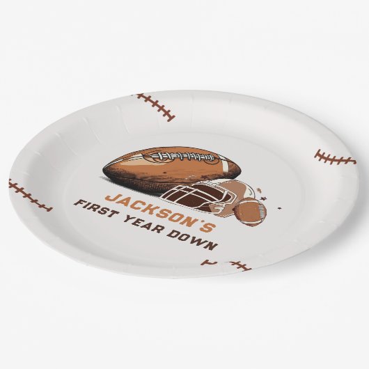 1年目のダウンサッカー1st誕生日紙プレート ペーパープレート (アングル)