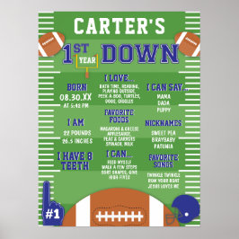 1年目のダウンブルーサッカー1st誕生日フォーム ポスター