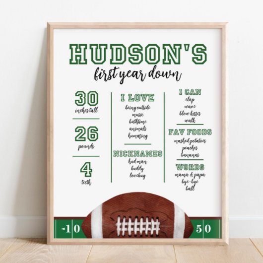 1年目のダウンマイルストーンボード最初の誕生日の統計 ポスター