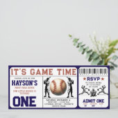 1年目のダウン野球チケット1回目の誕生日 招待状 (スタンド正面)