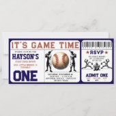 1年目のダウン野球チケット1回目の誕生日 招待状 (正面)