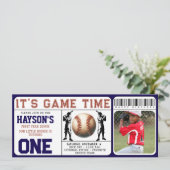 1年目のダウン野球チケット1回目の誕生日 招待状 (スタンド正面)