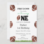 1年目のダウン サッカー 誕生日パーティー招待状 招待状 (正面)