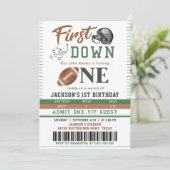 1年目のダウン フットボール 1歳の誕生日招待状 招待状 (スタンド正面)