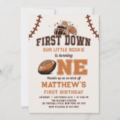 1年目のダウン フットボール 1歳の誕生日 招待状 (正面)