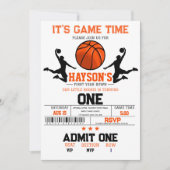 1年目のバスケットボール1回目の誕生日パーティー 招待状 (正面)