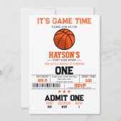 1年目のバスケットボール1回目の誕生日パーティー 招待状 (正面)