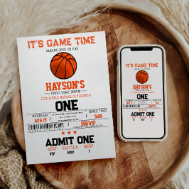 1年目のバスケットボール1回目の誕生日パーティー 招待状