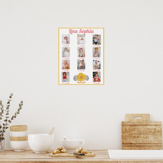 1年目のフローラの毎月の写真 ポスター (キッチン)