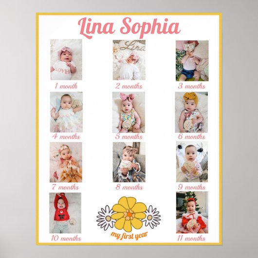 1年目のフローラの毎月の写真 ポスター (正面)