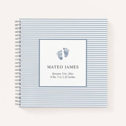 1年目のベビーメモリブックダスティブルー ノートブック (正面)