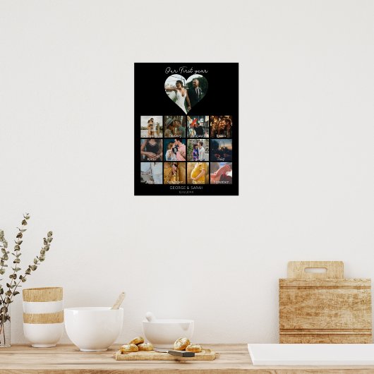 1年目の写真記念ギフトカレンダー12か月 ポスター (キッチン)