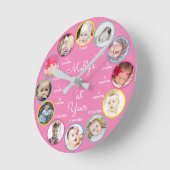 1年目の写真赤ちゃんガール子供部屋 ラウンド壁時計 (傾斜)