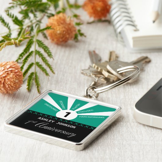 1年目の従業員をパーソナライズ キーホルダー (側面)