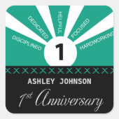 1年目の従業員をパーソナライズ スクエアシール (正面)