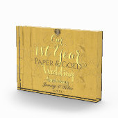 1年目の紙と金ゴールド結婚の記念日 フォトブロック (右)