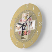 1年目の記念日5結婚枚の写真金ゴールドカラー ラージ壁時計 (傾斜)